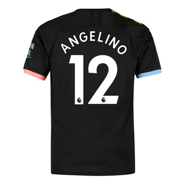 Camiseta Manchester City NO.12 Angelino Replica Segunda Ropa 2019/20 Negro